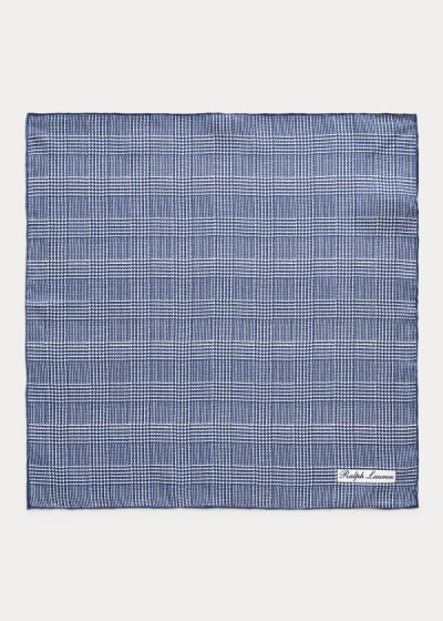 Cuadrícula Ralph Lauren Hombre Azul Marino / Blancos - Glen Plaid Silk Pocket - CIWAU9082